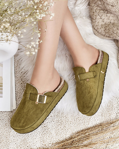 Royalfashion Pantoufles pour femmes avec peau de mouton et boucle Kajis