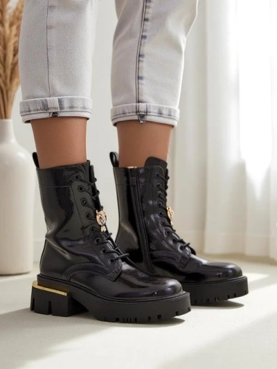 Bottines de travail en cuir verni pour femmes Tesiolle