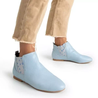 OUTLET Bottines en cuir pour femmes bleu clair de Heidi - Chaussures