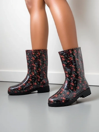 Bottes hautes noires pour femmes avec boucle Alecto- Footwear