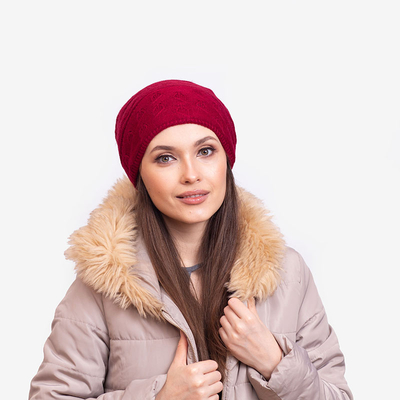 Bonnet double épaisseur bordeaux chaud femme - Accessoires
