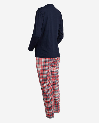 Pyjama 2 pièces bleu marine pour femmes avec impression de Noël - Vêtements