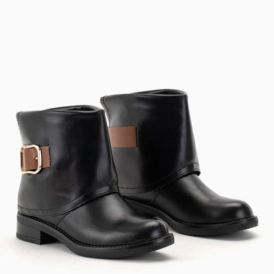 Bottines femme noires à talons plats Nerela - Chaussures