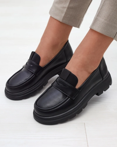 OUTLET Mocassins en cuir écologique noir pour femmes Raffivo - Footwear