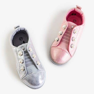 OUTLET Baskets à enfiler argentées pour enfant avec perles Merena - Footwear
