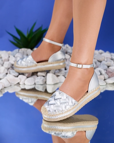 Royalfashion Espadrilles argentées pour femme avec motif tressé Cacod