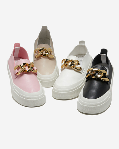 OUTLET Slip-on noir pour femme à semelle plus épaisse avec décoration Senula - Footwear