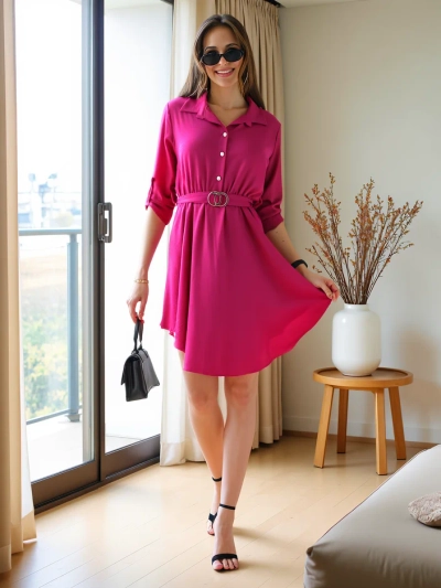 Royalfashion Robe élégante pour femmes, longueur genou