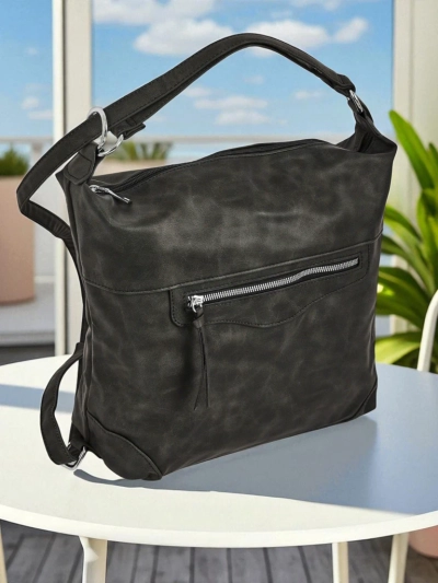 Sac pour femme Hera graphite en cuir écologique avec fermeture éclair 40x32 cm