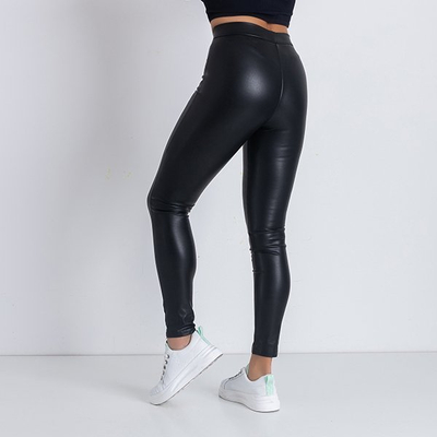 Legging en cuir écologique noir pour femme - Pantalon