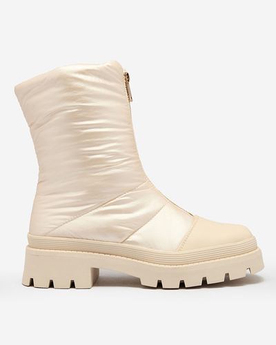 Royalfashion Bottes à talons plats Tainve Beige pour femmes
