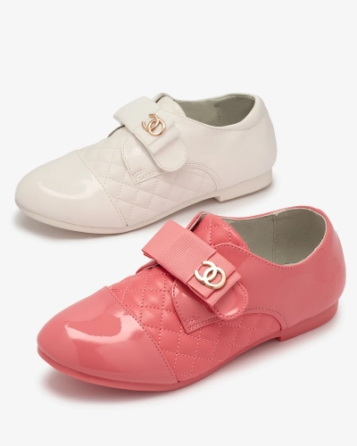 OUTLET Royalfashion Demi chaussures en cuir écologique matelassé pour filles en blanc Werme