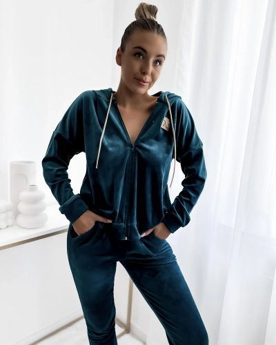 Royalfashion Ensemble de sweatshirt femme turquoise avec patch