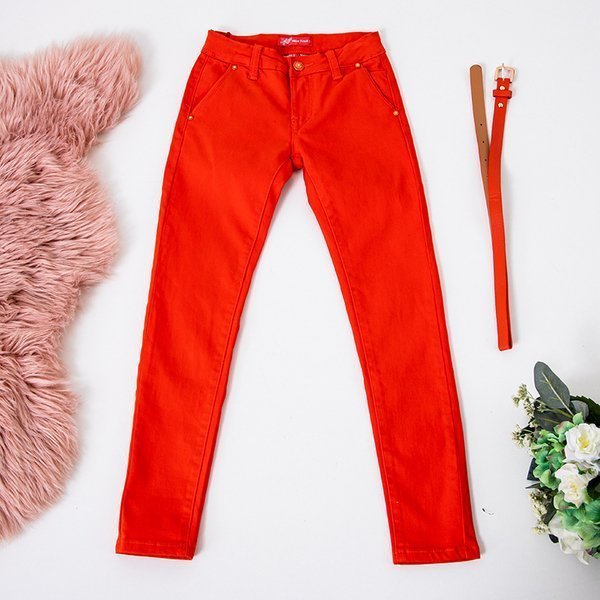 Pantalon enfant orange avec ceinture - Vêtements