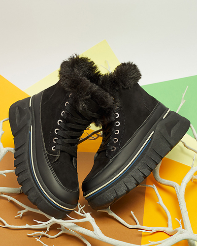 Bottes de neige noires à plateforme et à lacets pour femmes Neatesa - Footwear