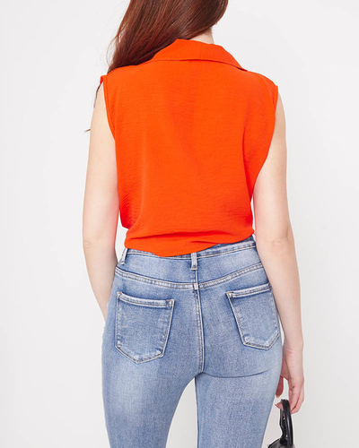 Chemisier crop top orange fermé par des boutons - Vêtements