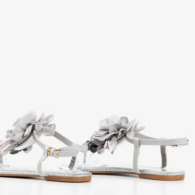 Sandales tongs grises à fleurs Hannas - Chaussures 1