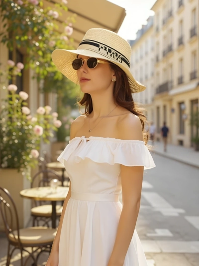 Chapeau de paille femme Royalfashion Élégance Ruban
