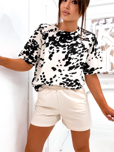Ensemble en coton Royalfashion pour femmes avec t-shirt et shorts COW