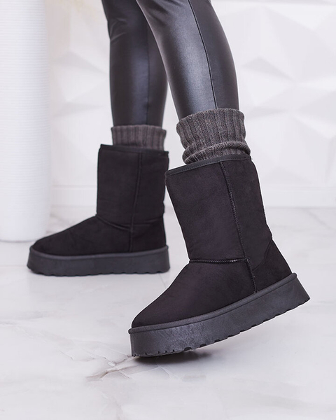 Bottes de neige isolées en daim écologique pour femmes en noir Xetik - Footwear