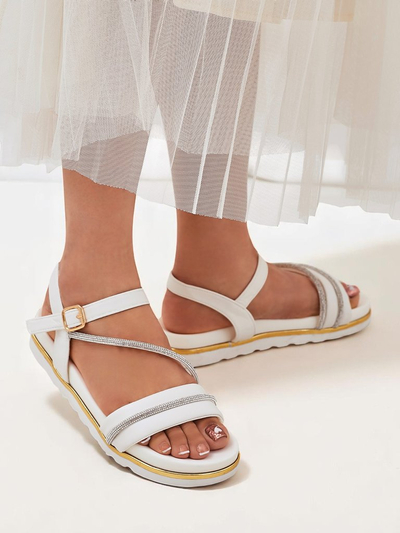 Sandales compensées Royalfashion pour femme avec strass Magnol