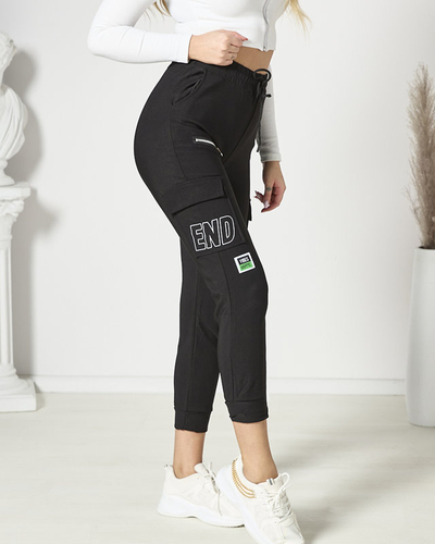 Pantalon de combat pour femme avec lettrage en noir- Vêtements