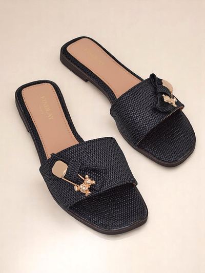Royalfashion Tongs en paille pour femme Sandales Aurelia