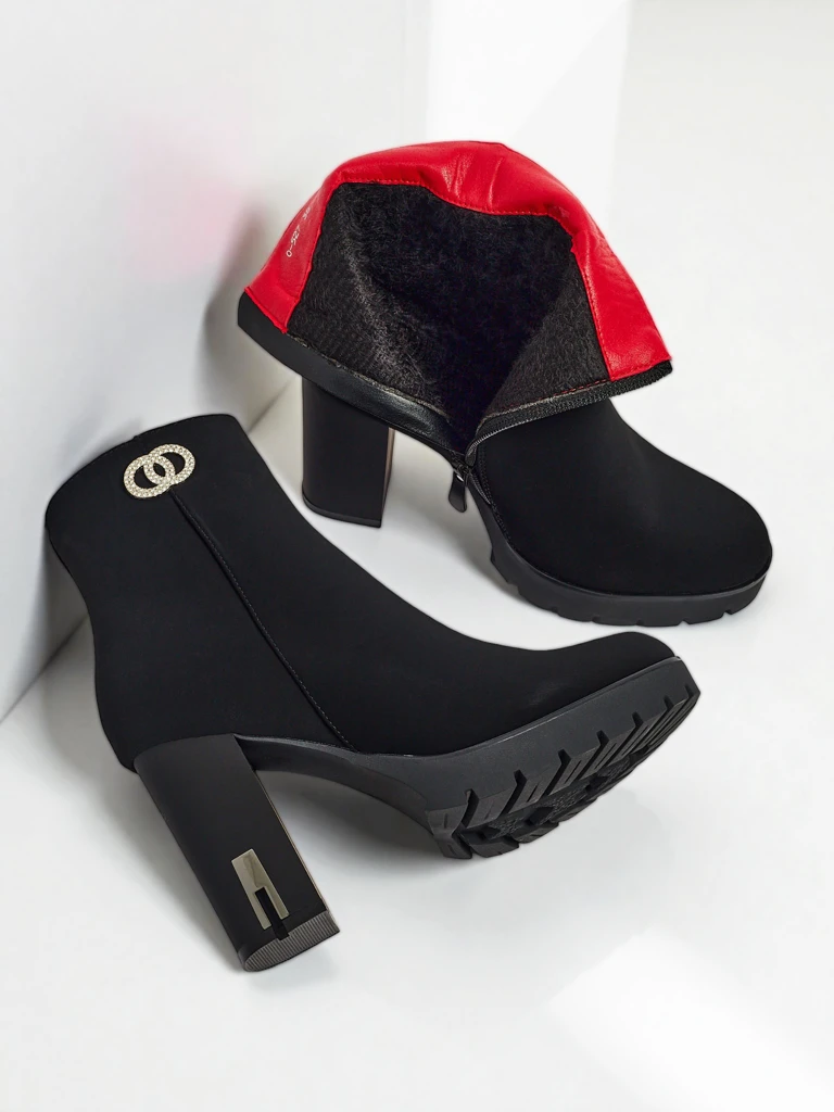 Bottines pour femmes en cuir écologique mat à talons épais Olivane