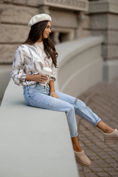 Royalfashion Pull fin pour femme avec imprimé