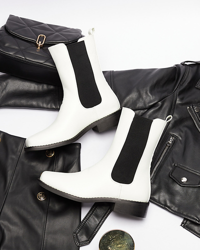 Bottes hautes blanches pour femmes à bout carré Ludiz- Footwear