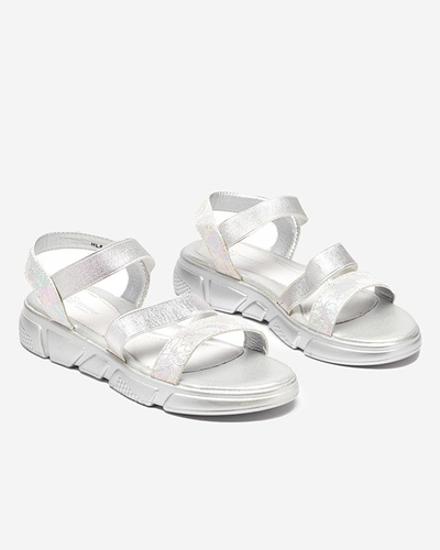 OUTLET Sandales fille argent brillant Seloni- Shoes