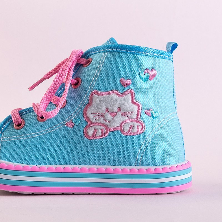 OUTLET Baskets enfants bleues avec décorations Winkes - Chaussures