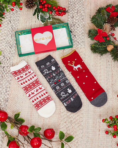 Royalfashion Chaussettes de Noël en boîte 3/pack