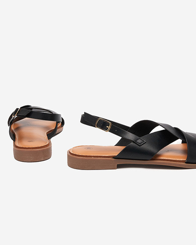 Sandales noires à talons plats pour femmes Yojto- Footwear