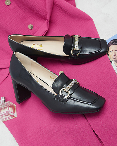 Noir escarpins style mocassin pour femmes Kolalic- Footwear