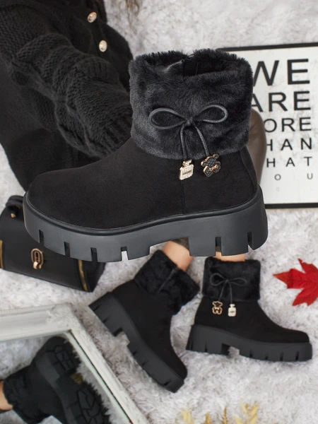 Bottines hautes pour femmes en éco-daim avec fourrure Vernaya