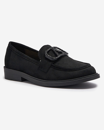 Mocassins noirs pour femmes avec ornement Fogras- Footwear