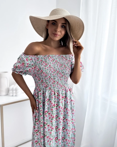 Robe midi à imprimé floral pour femme Mint - Vêtements