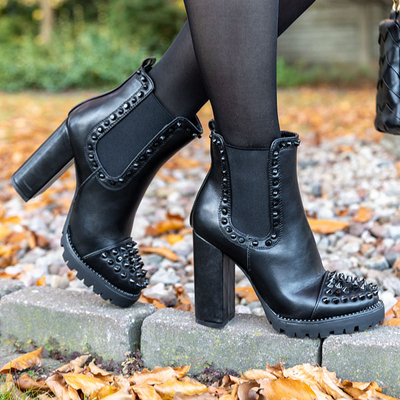 Bottines femme noires à clous Landra - Chaussures
