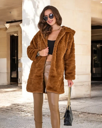 Royalfashion Manteau de fourrure pour femme