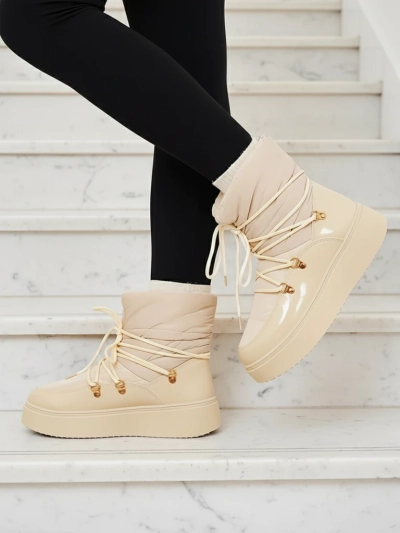 Royalfashion Bottes de neige à enfiler pour femme en couleur crème Dabenda