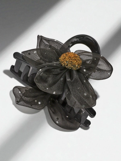 Royalfashion Pince à cheveux avec fleur en tulle et centre pailleté