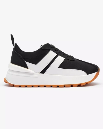 Chaussures de sport noires en éco-cuir pour femme avec empiècements colorés Tifora- Footwear