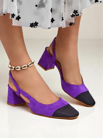 Royalfashion Escarpins pour femmes à talons bas avec bout décoratif Eleganzo