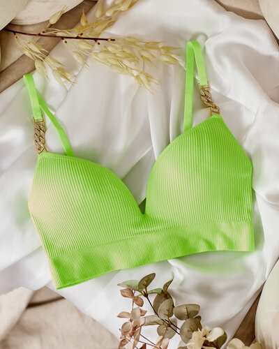 Royalfashion Soutien-gorge côtelé pour femme avec bretelles décoratives