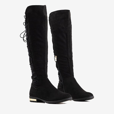 Royan Black Over The Knee Boots - Chaussures