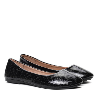 Czarne baleriny ze zwierzęcym motywem Francesca- Obuwie