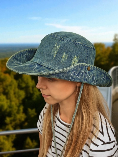 Chapeau pour femme Perseida – chapeau de plage en denim de polyester