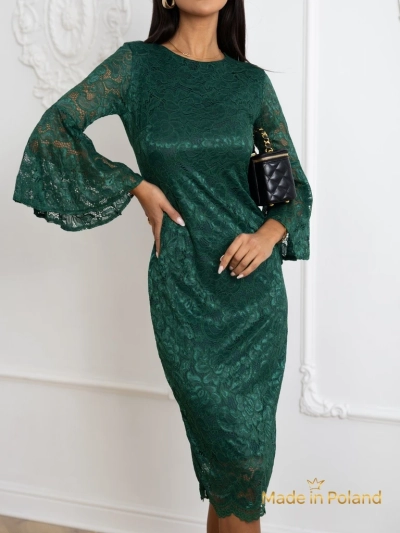 Robe midi en dentelle pour femmes à manches larges Holly Wow