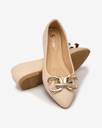 Royalfashion Ballerines à bout pointu pour femme beige avec embellissement sur le nez Figgda